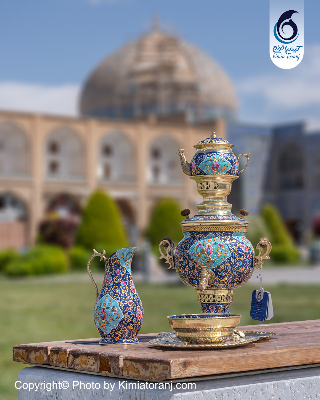 سماور دکوری 3  لیتری نقاشی پرداز توپی دسته توری