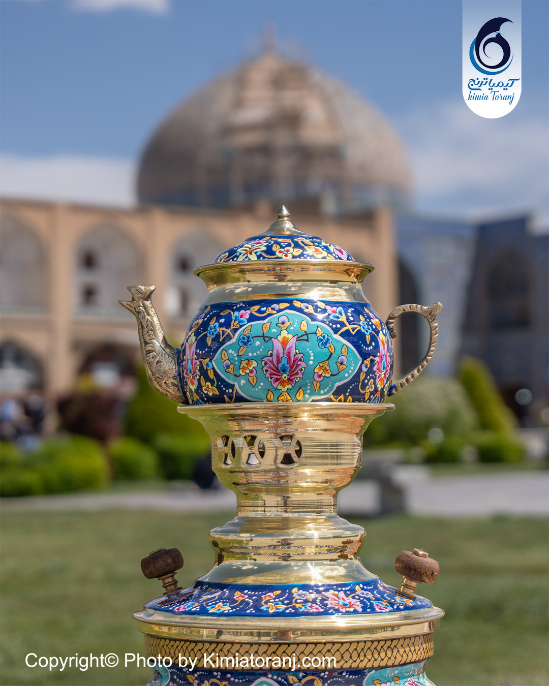 سماور دکوری 3  لیتری نقاشی پرداز توپی دسته توری