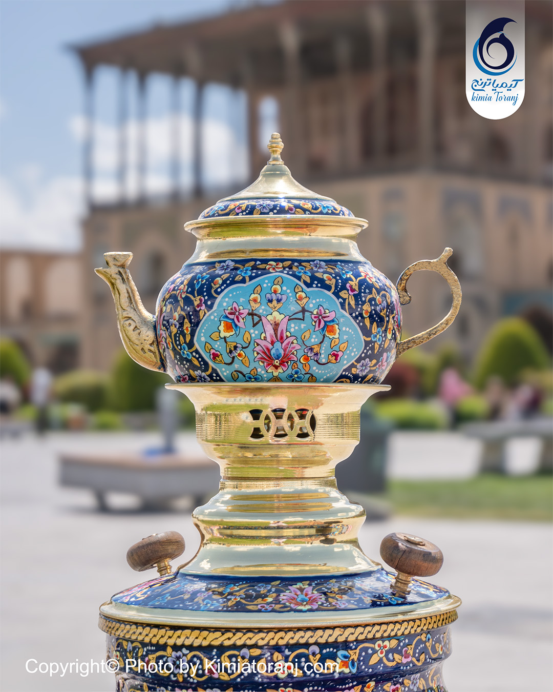 سماور دکوری 6  لیتری نقاشی پرداز عدسی دسته توری