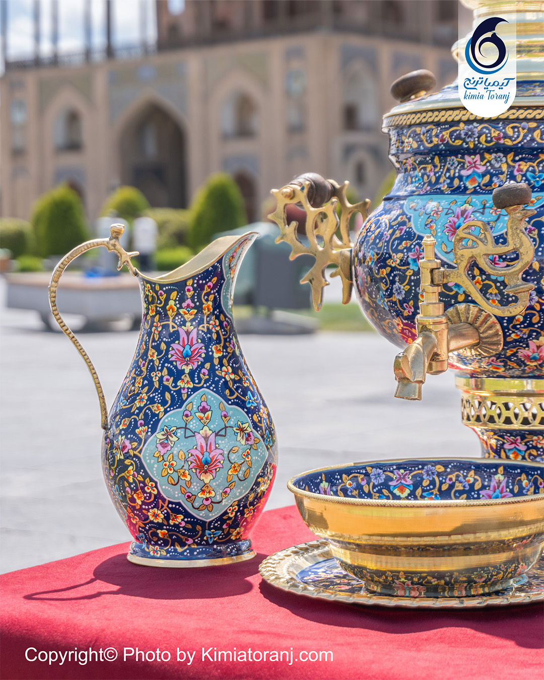 سماور دکوری 6  لیتری نقاشی پرداز عدسی دسته توری