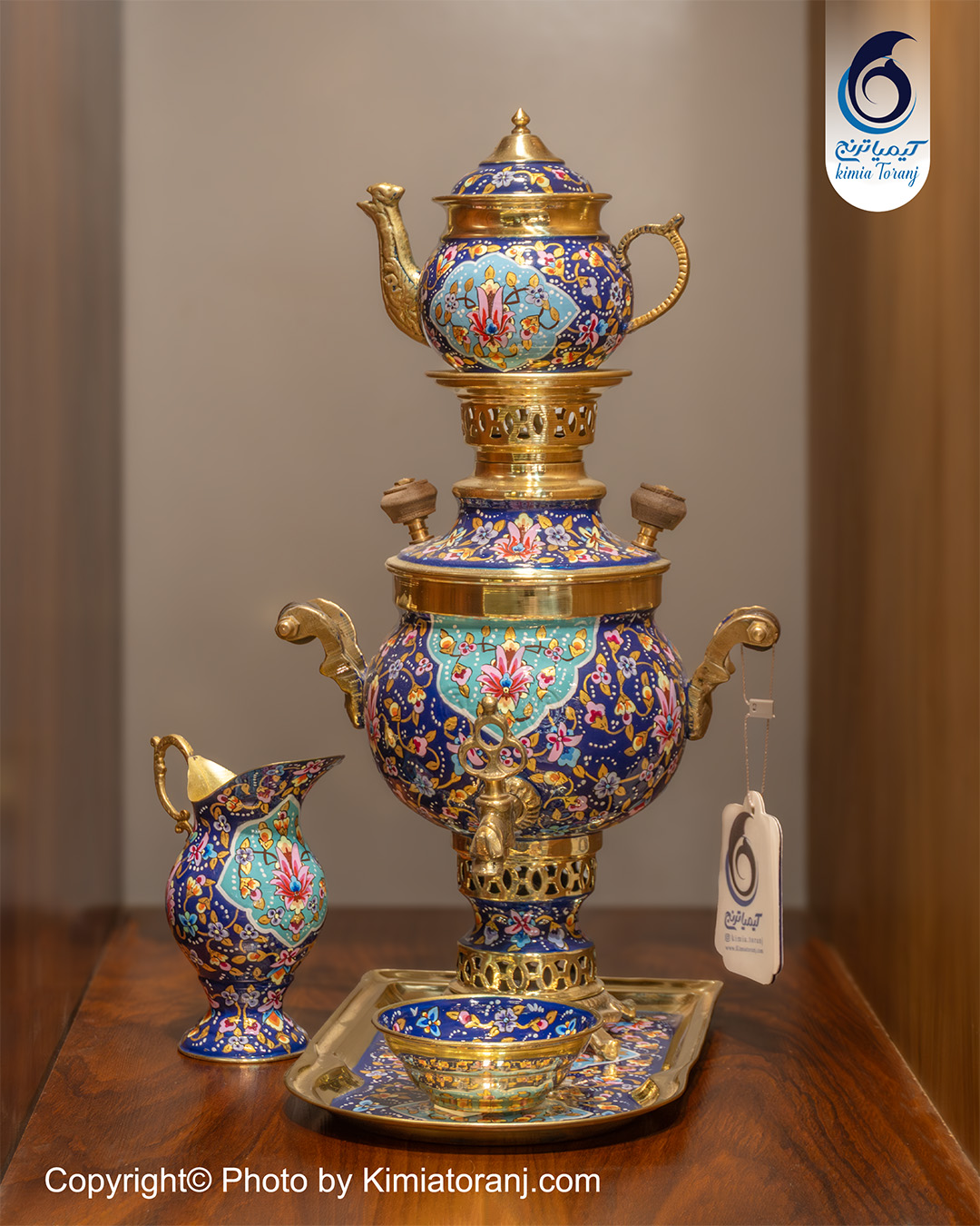 سماور دکوری 1 لیتری نقاشی پرداز  توپی دسته توری