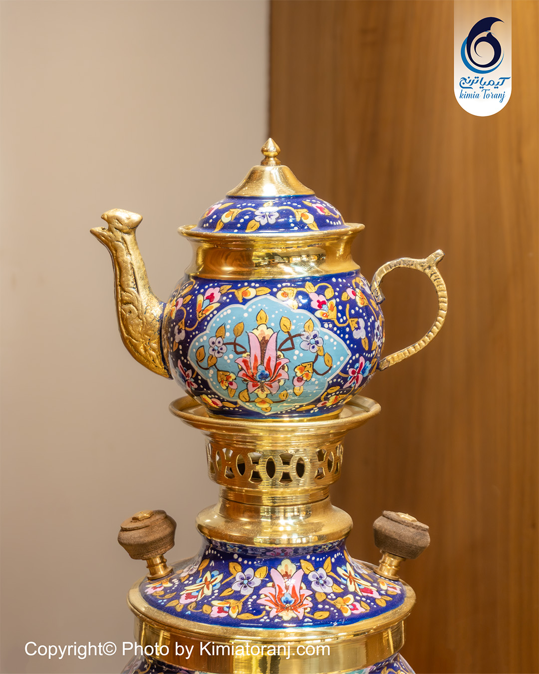 سماور دکوری 1 لیتری نقاشی پرداز  توپی دسته توری