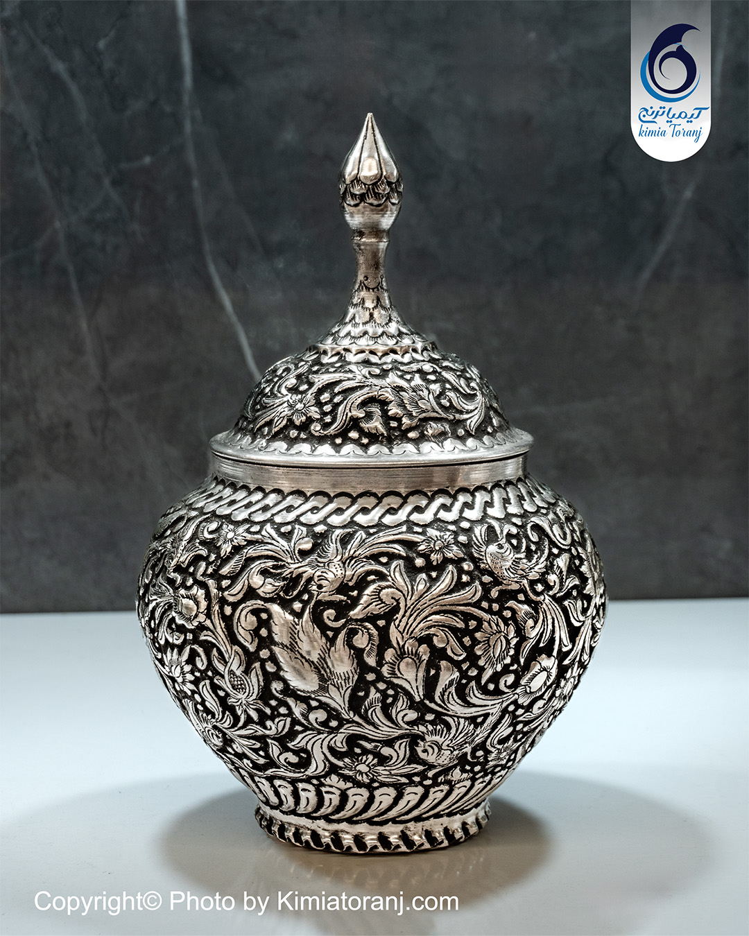 شکلاتخوری قلم زنی گل و مرغ  برجسته